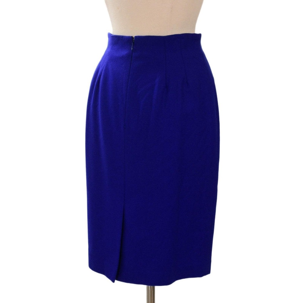 90s Vintage Le Suit Skirt Suit Womens 8 Cobalt Blue Double Breasted Shawl Lapel - Picture 8 of 10